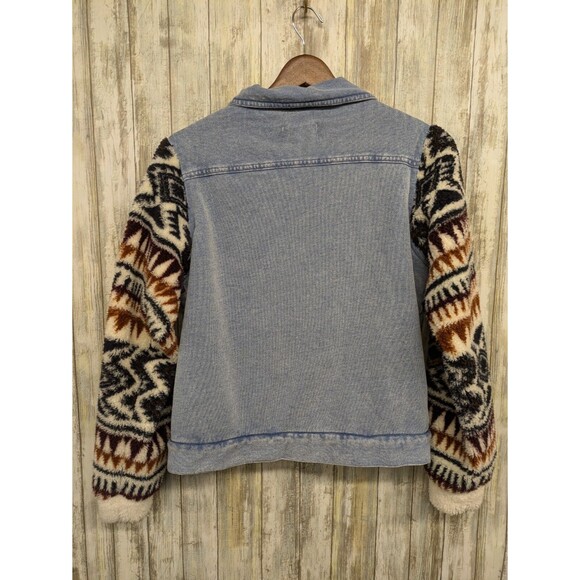 Z Supply Women's Gia All Day Knit Denim Fleece Aztec Shirt Jacket Shacket Small - Picture 6 of 11